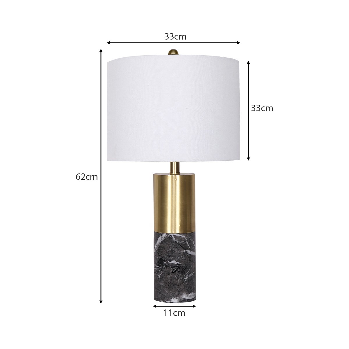 Sarantino Metal and Marble Table Lamp in Black V240-LMP-MLM-4550-BK