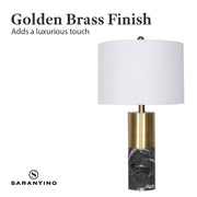 Sarantino Metal and Marble Table Lamp in Black V240-LMP-MLM-4550-BK