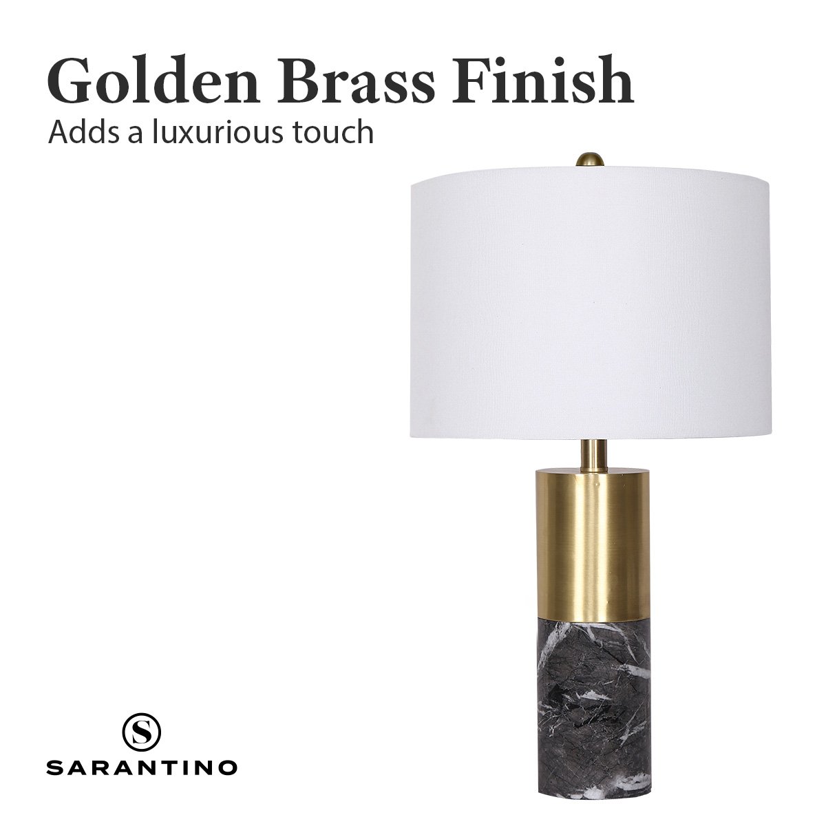 Sarantino Metal and Marble Table Lamp in Black V240-LMP-MLM-4550-BK