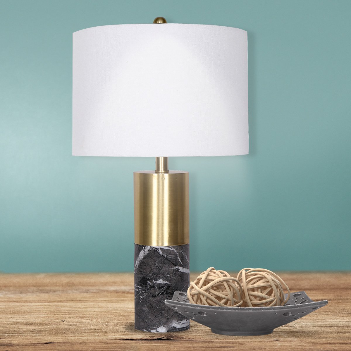Sarantino Metal and Marble Table Lamp in Black V240-LMP-MLM-4550-BK