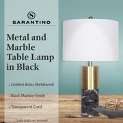 Sarantino Metal and Marble Table Lamp in Black V240-LMP-MLM-4550-BK