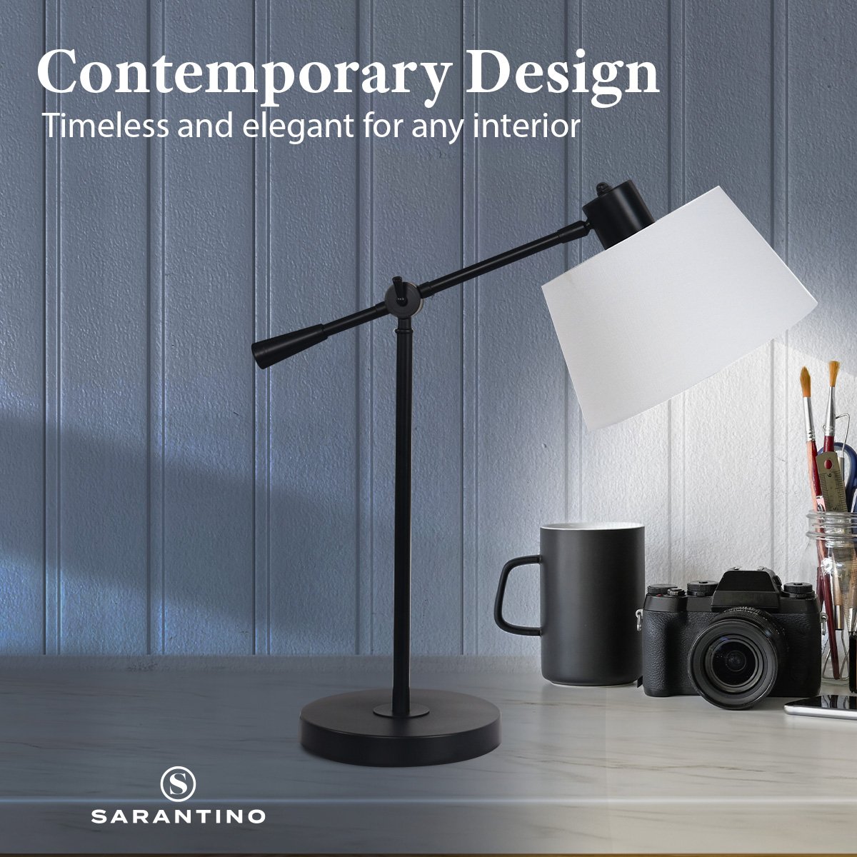 Sarantino Adjustable Metal Table Lamp In Black V240-LMP-MLM-4609