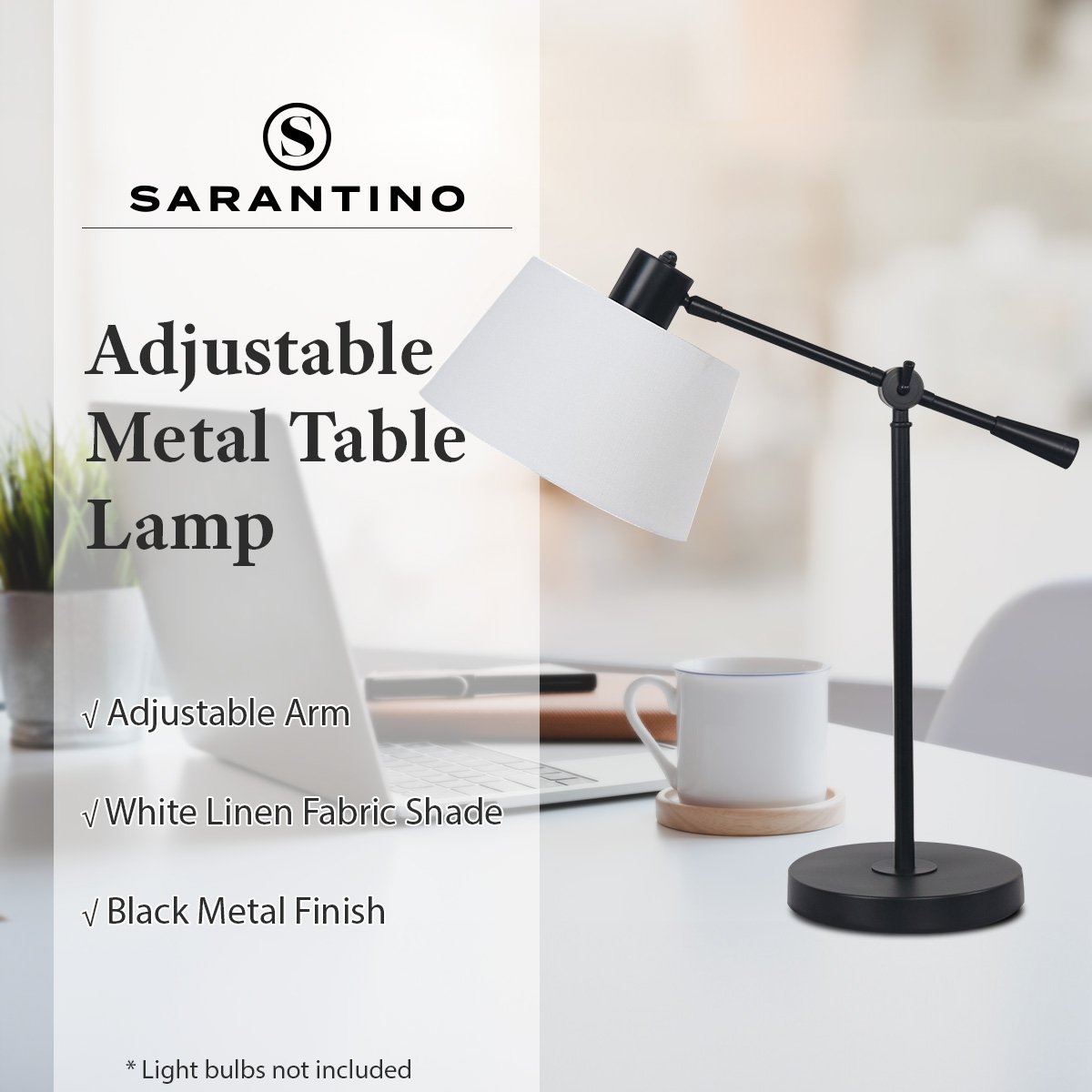 Sarantino Adjustable Metal Table Lamp In Black V240-LMP-MLM-4609
