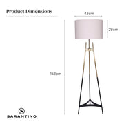 Sarantino Metal Tripod Electric Floor Lamp Gradient Finish V240-LMP-MLM-50019-02