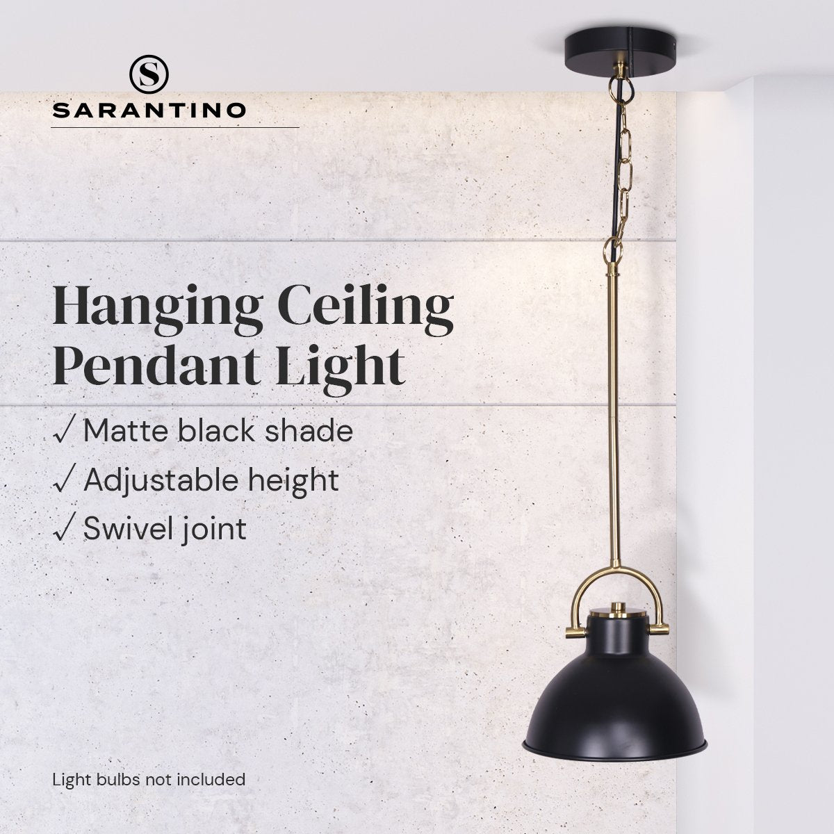 Sarantino Black and Gold Pendant Light V240-LMP-MLM-50216