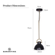 Sarantino Black and Gold Pendant Light V240-LMP-MLM-50216