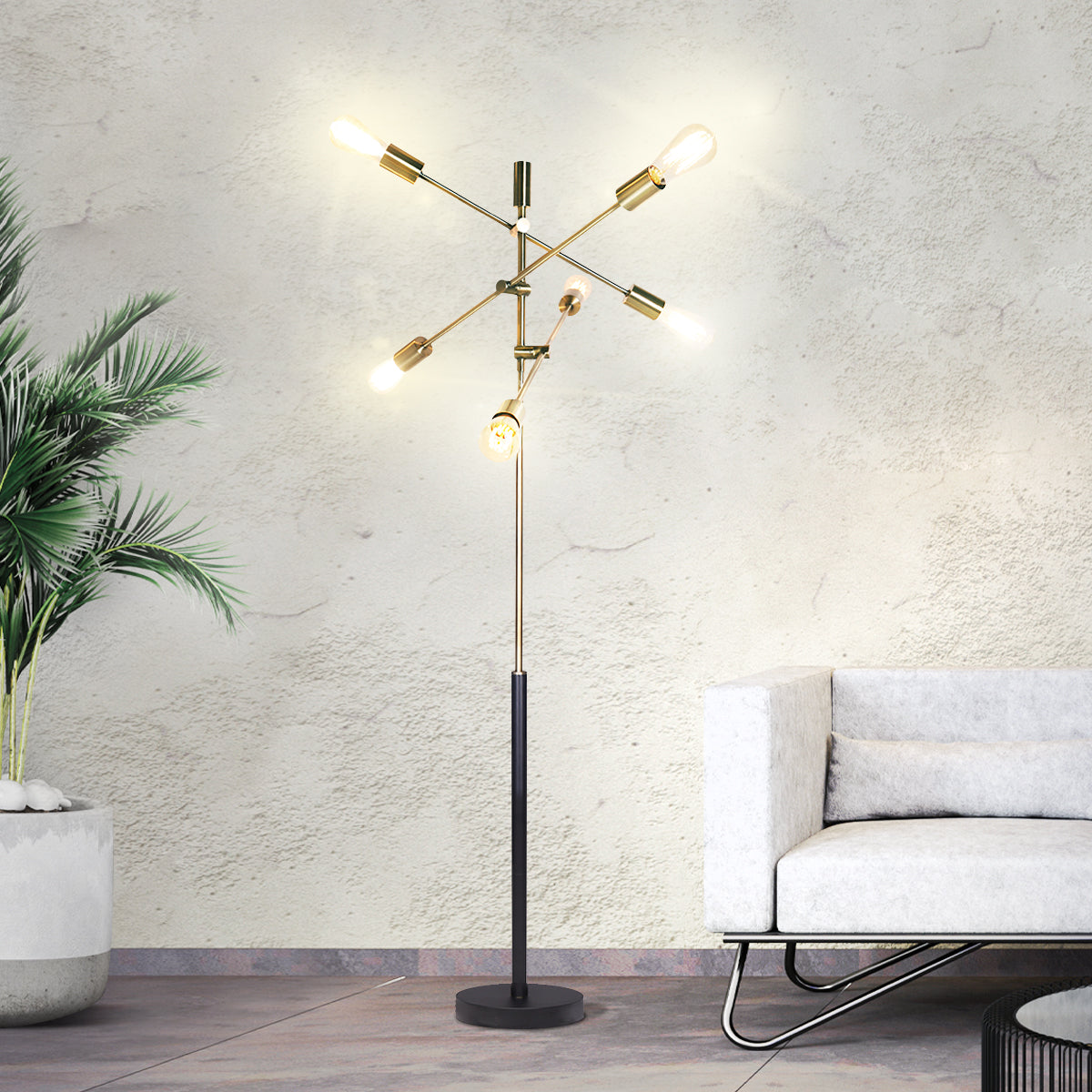 Sarantino 6-Light Metal Sputnik Floor Lamp V240-LMP-MLM-50224-03