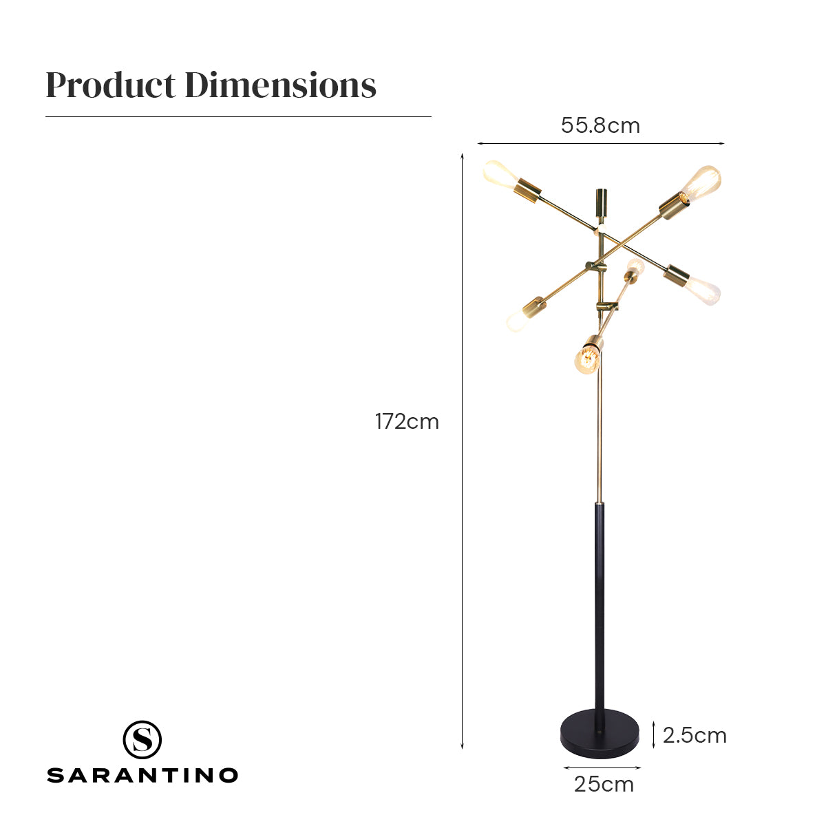 Sarantino 6-Light Metal Sputnik Floor Lamp V240-LMP-MLM-50224-03