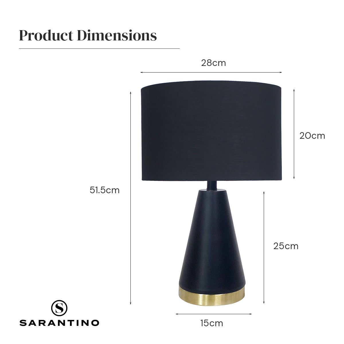 Sarantino Metal Table Lamp in Black and Gold V240-LMP-MLM-50230