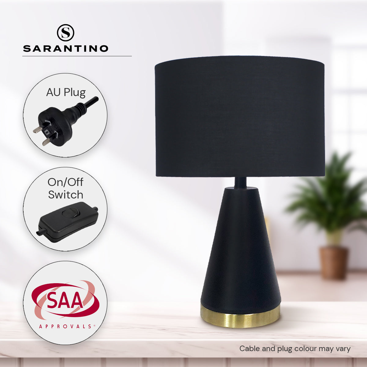 Sarantino Metal Table Lamp in Black and Gold V240-LMP-MLM-50230