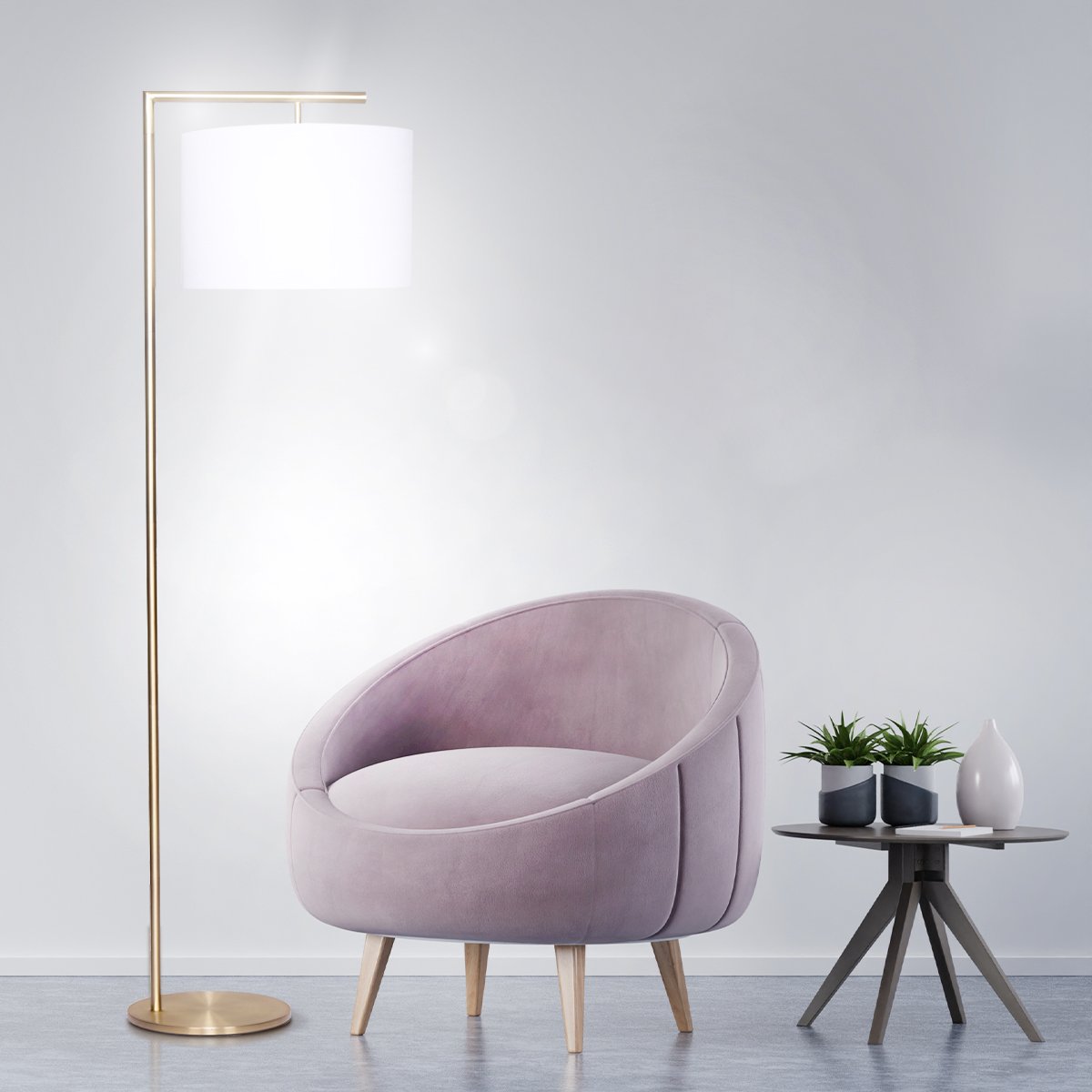 Sarantino 90-Degree Modern Arc Floor Lamp V240-LMP-MLM-50430