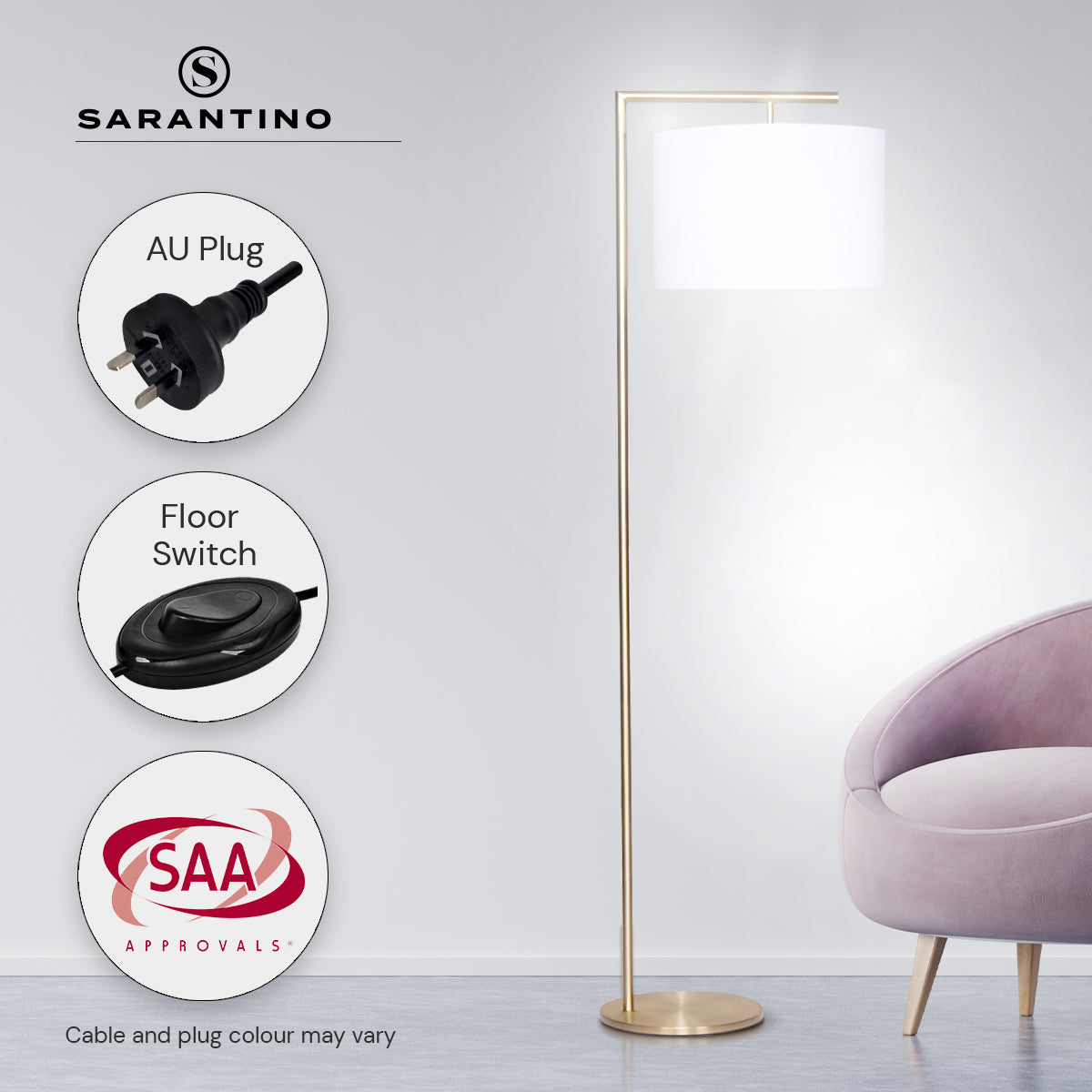 Sarantino 90-Degree Modern Arc Floor Lamp V240-LMP-MLM-50430