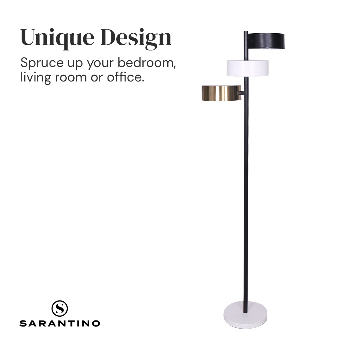 Sarantino Metal Floor Lamp with 3 Swirl Shades V240-LMP-MLM-50523