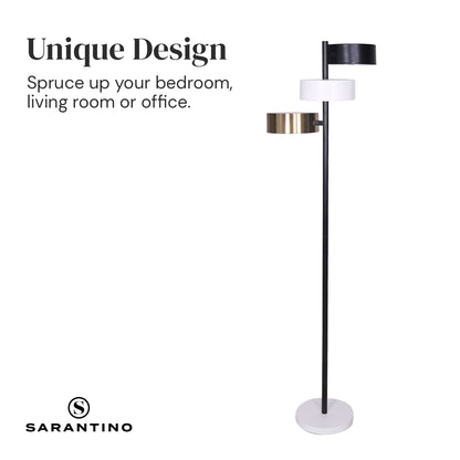 Sarantino Metal Floor Lamp with 3 Swirl Shades V240-LMP-MLM-50523