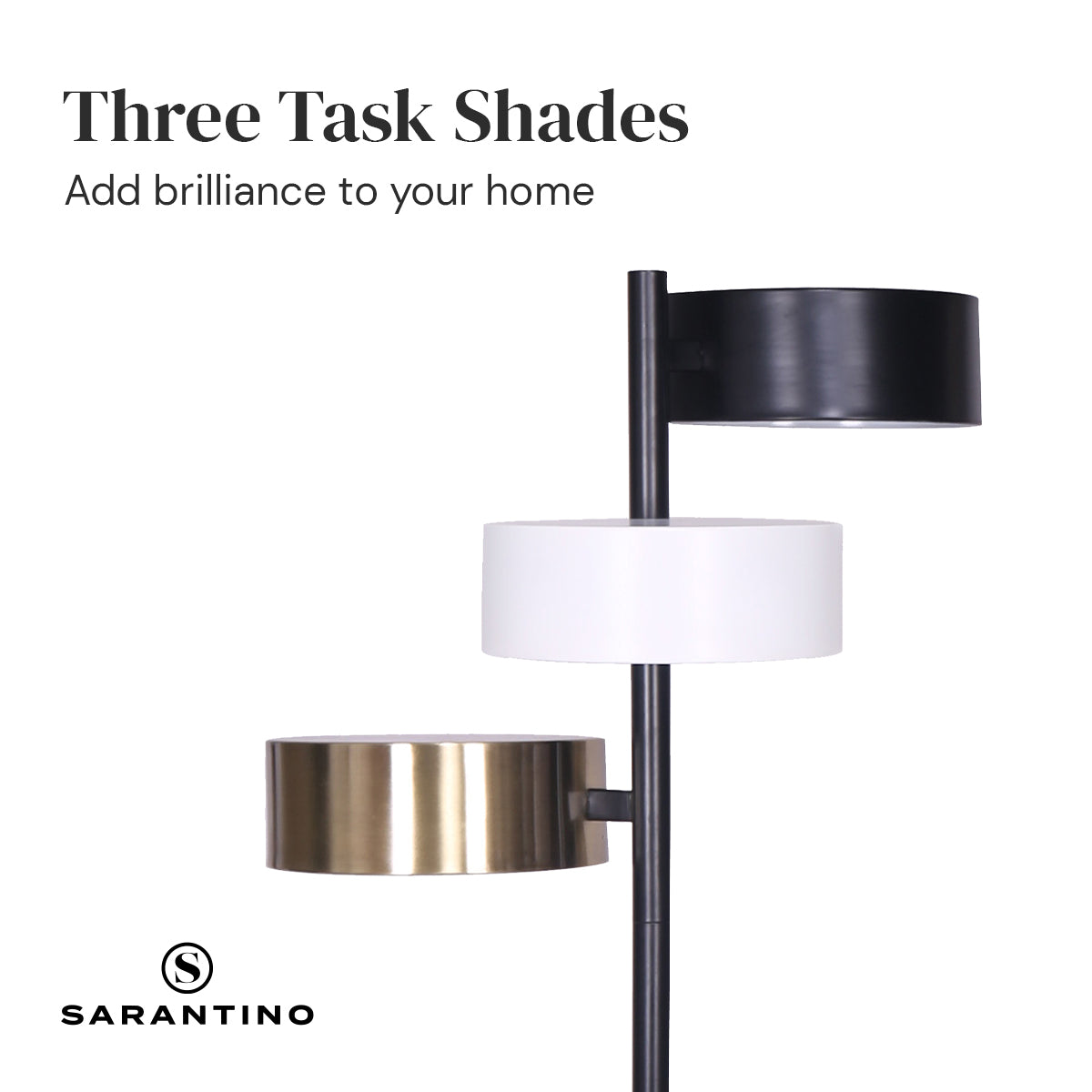 Sarantino Metal Floor Lamp with 3 Swirl Shades V240-LMP-MLM-50523