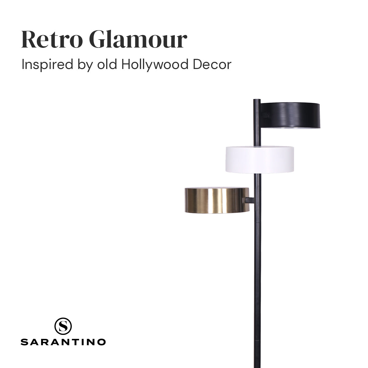 Sarantino Metal Floor Lamp with 3 Swirl Shades V240-LMP-MLM-50523
