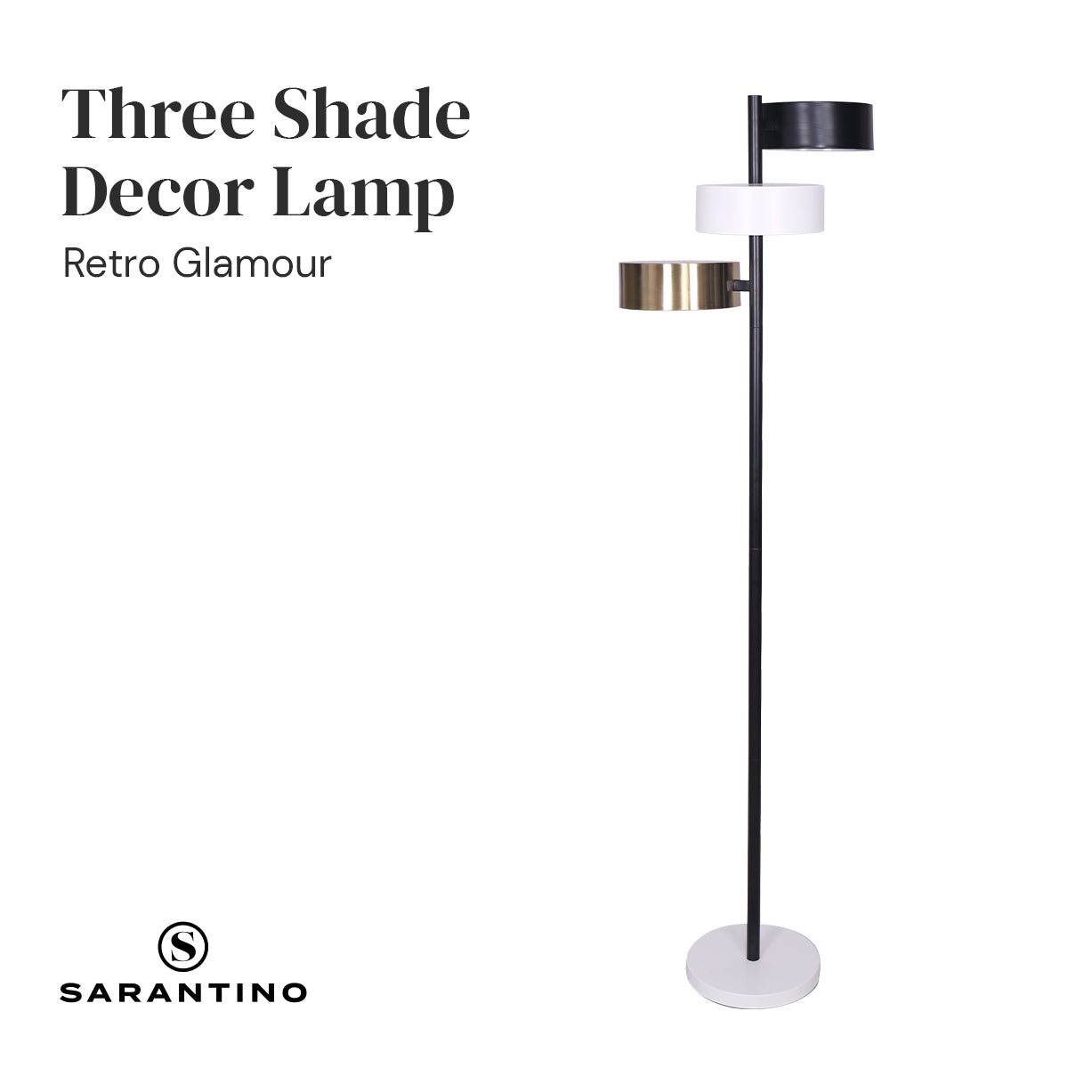 Sarantino Metal Floor Lamp with 3 Swirl Shades V240-LMP-MLM-50523