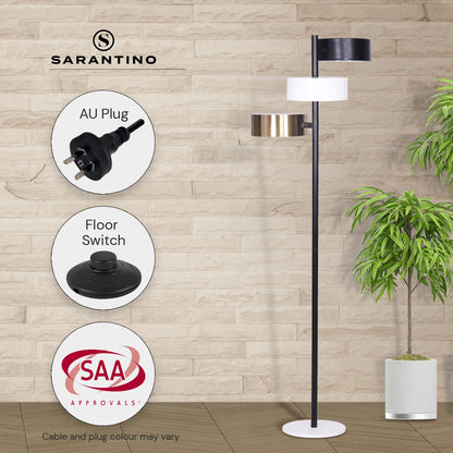 Sarantino Metal Floor Lamp with 3 Swirl Shades V240-LMP-MLM-50523