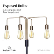 Sarantino Modern Exposed Bulb 4-Arm Industrial Light Floor Lamp V240-LMP-MLM-50713