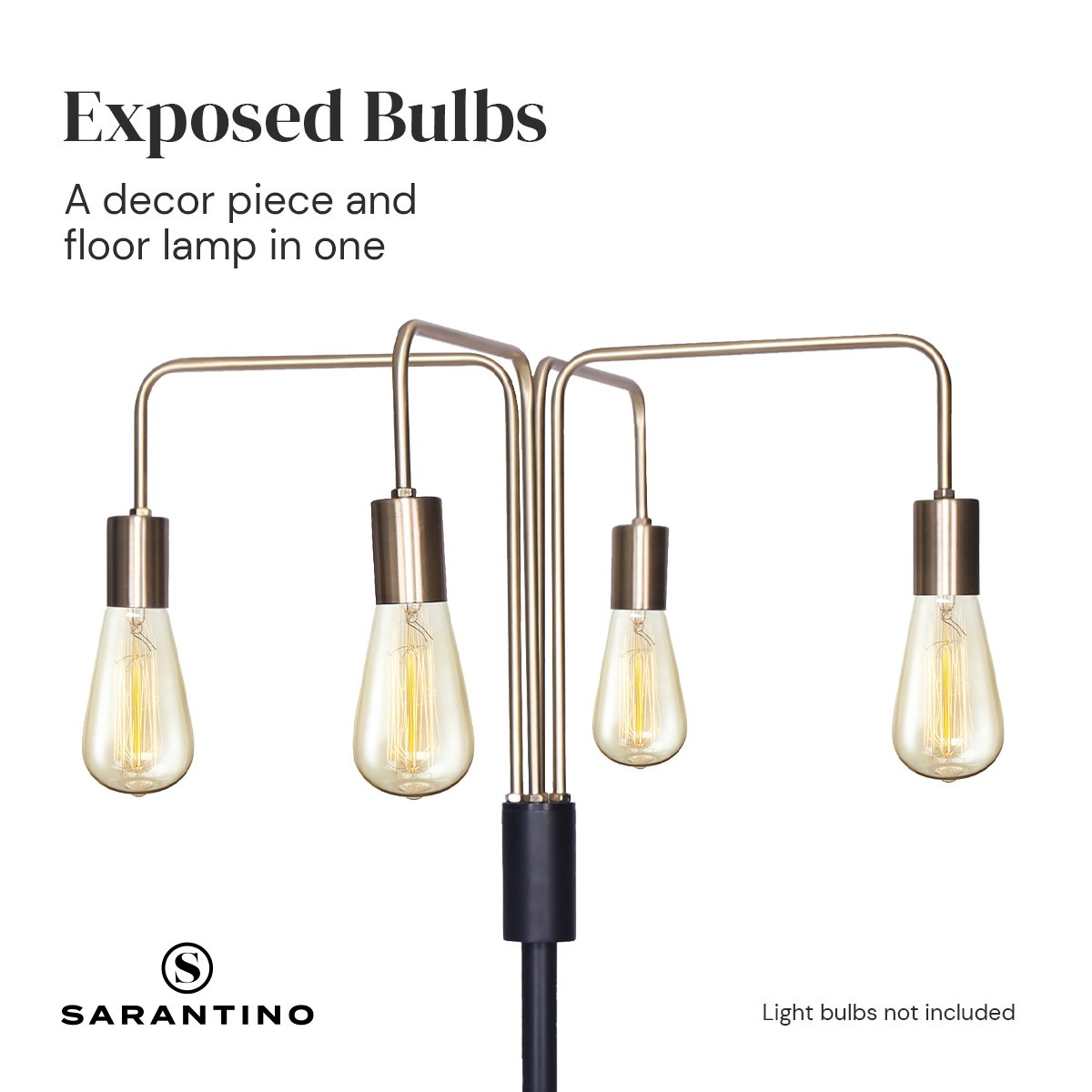 Sarantino Modern Exposed Bulb 4-Arm Industrial Light Floor Lamp V240-LMP-MLM-50713