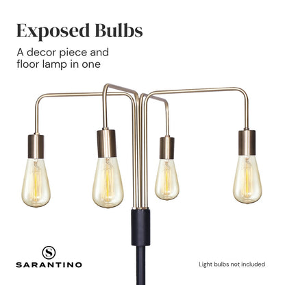 Sarantino Modern Exposed Bulb 4-Arm Industrial Light Floor Lamp V240-LMP-MLM-50713