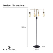 Sarantino Modern Exposed Bulb 4-Arm Industrial Light Floor Lamp V240-LMP-MLM-50713
