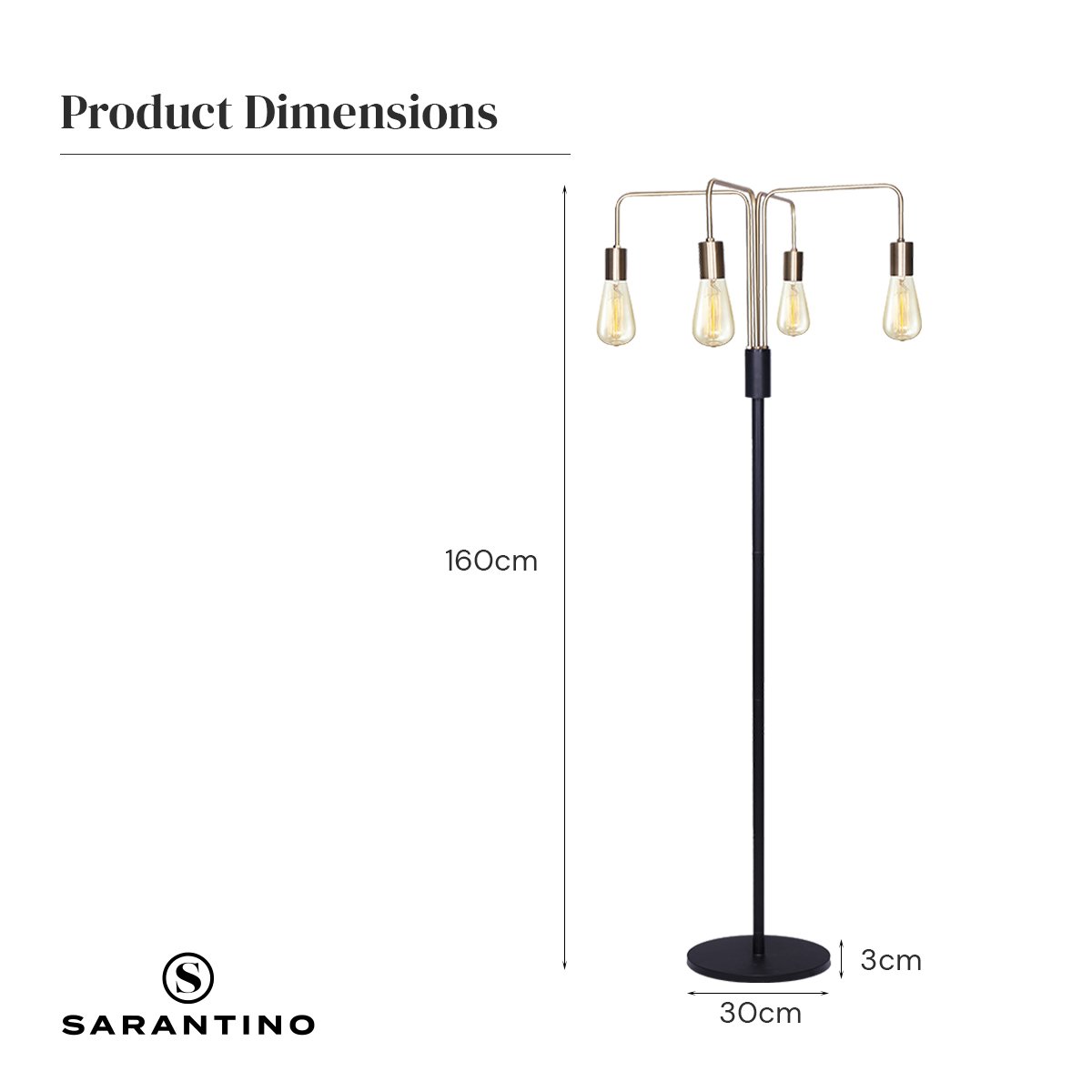 Sarantino Modern Exposed Bulb 4-Arm Industrial Light Floor Lamp V240-LMP-MLM-50713