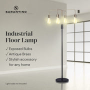 Sarantino Modern Exposed Bulb 4-Arm Industrial Light Floor Lamp V240-LMP-MLM-50713