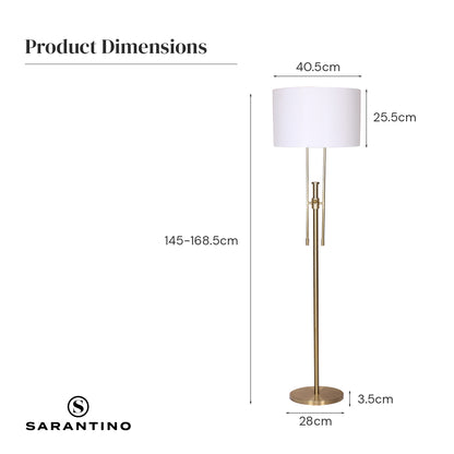 Sarantino Brushed Gold Height-Adjustable Metal Floor Lamp V240-LMP-MLM-50724