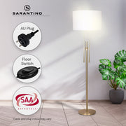 Sarantino Brushed Gold Height-Adjustable Metal Floor Lamp V240-LMP-MLM-50724