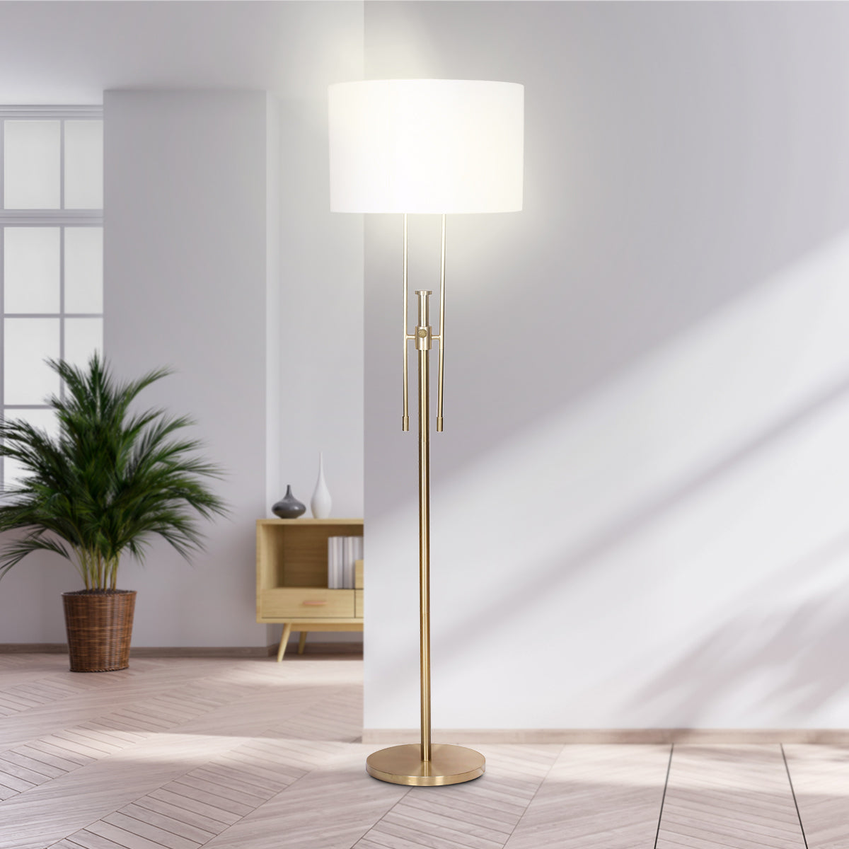 Sarantino Brushed Gold Height-Adjustable Metal Floor Lamp V240-LMP-MLM-50724
