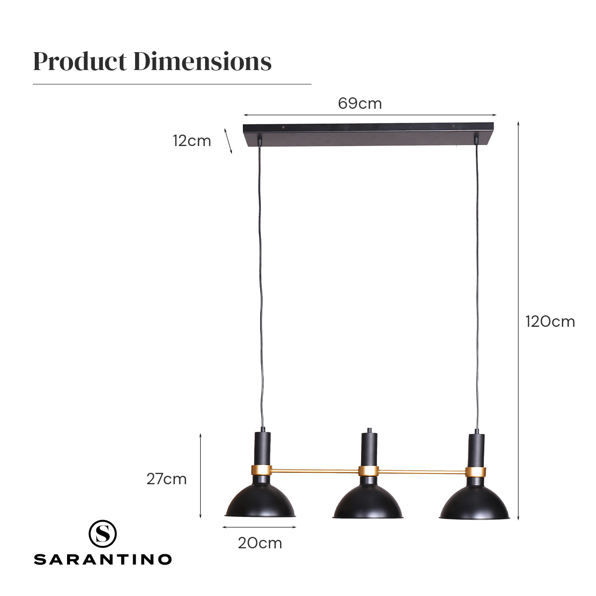 Sarantino 3-Light Hanging Pendant Lamp V240-LMP-MLM-50727
