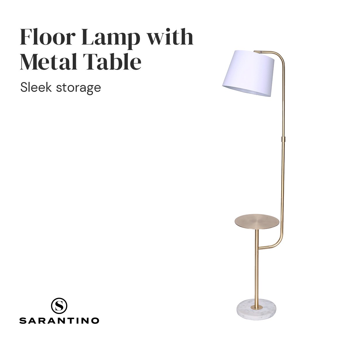Sarantino Marble & Metal End Table Top Floor Lamp V240-LMP-MLM-50791-03