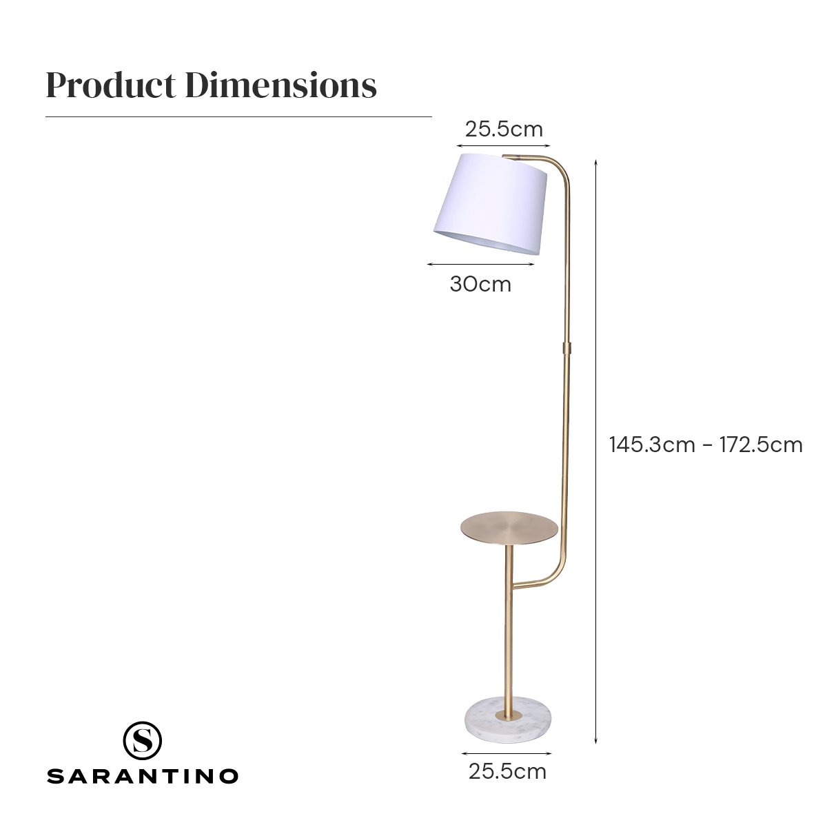 Sarantino Marble & Metal End Table Top Floor Lamp V240-LMP-MLM-50791-03