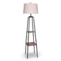 Sarantino Metal Etagere Floor Lamp Shade Metal Shelf in Wood Finish V240-LMP-MLM-523