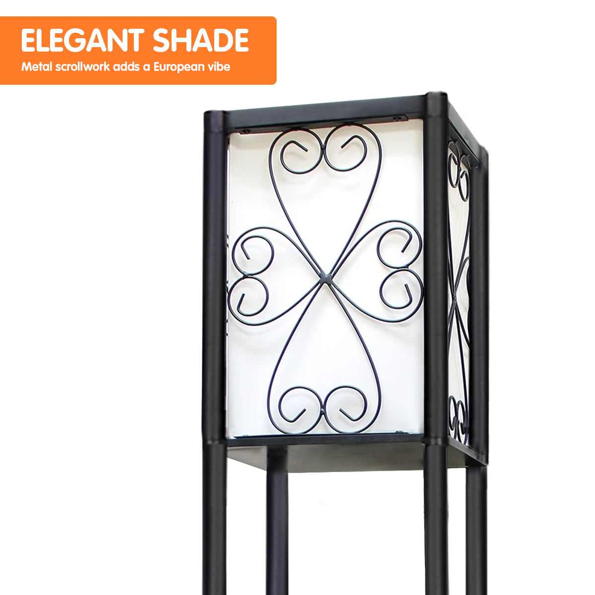 Sarantino Metal Etagere Floor Lamp with Wine Holder Shelf V240-LMP-MLM-621