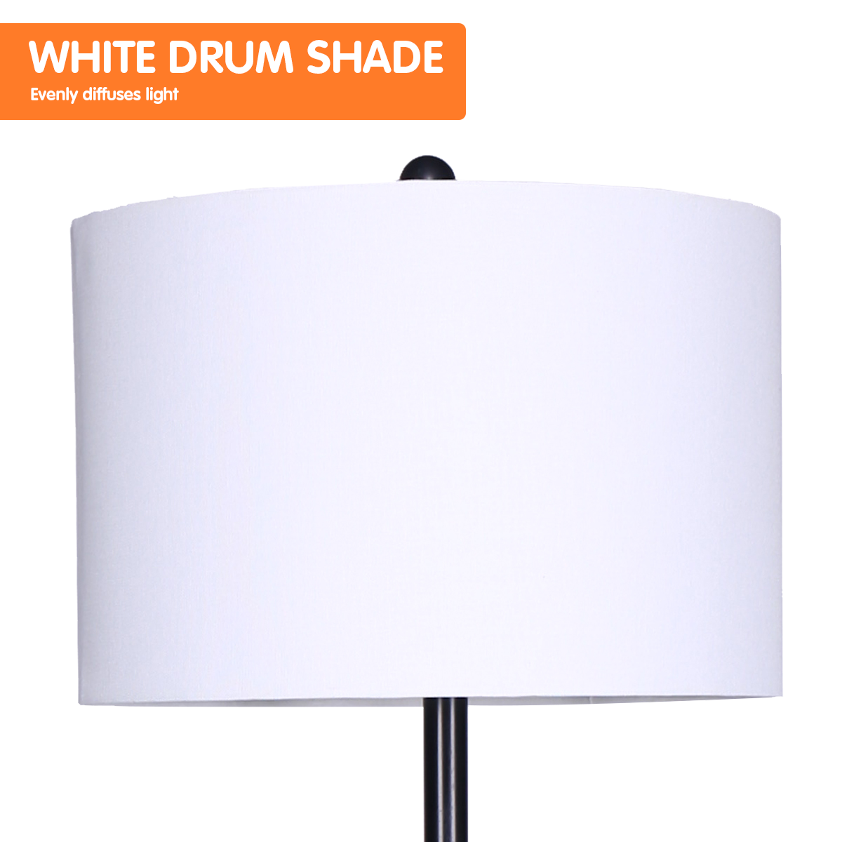 Sarantino Metal Floor Lamp Shade with Black Post in Round Wood Shelves V240-LMP-MLM-626