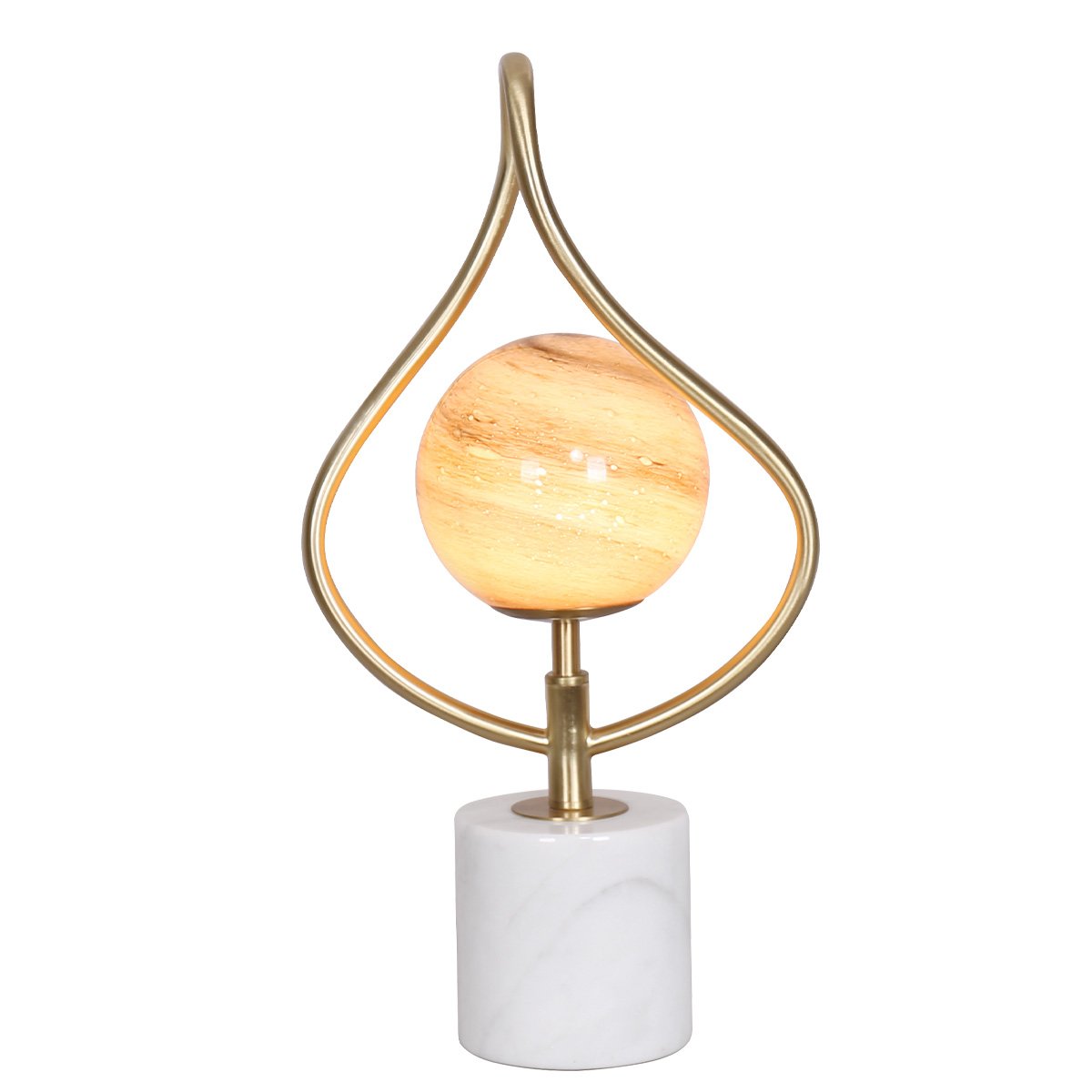 Sarantino Sculptural Orange Glass Table Lamp With White Marble Base V240-LMP-MLM-6925