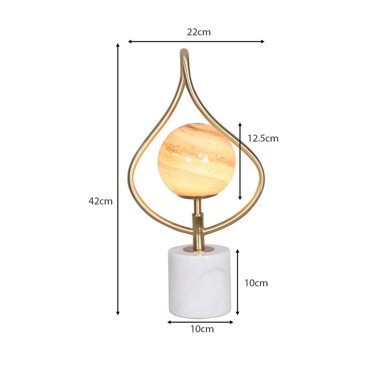 Sarantino Sculptural Orange Glass Table Lamp With White Marble Base V240-LMP-MLM-6925