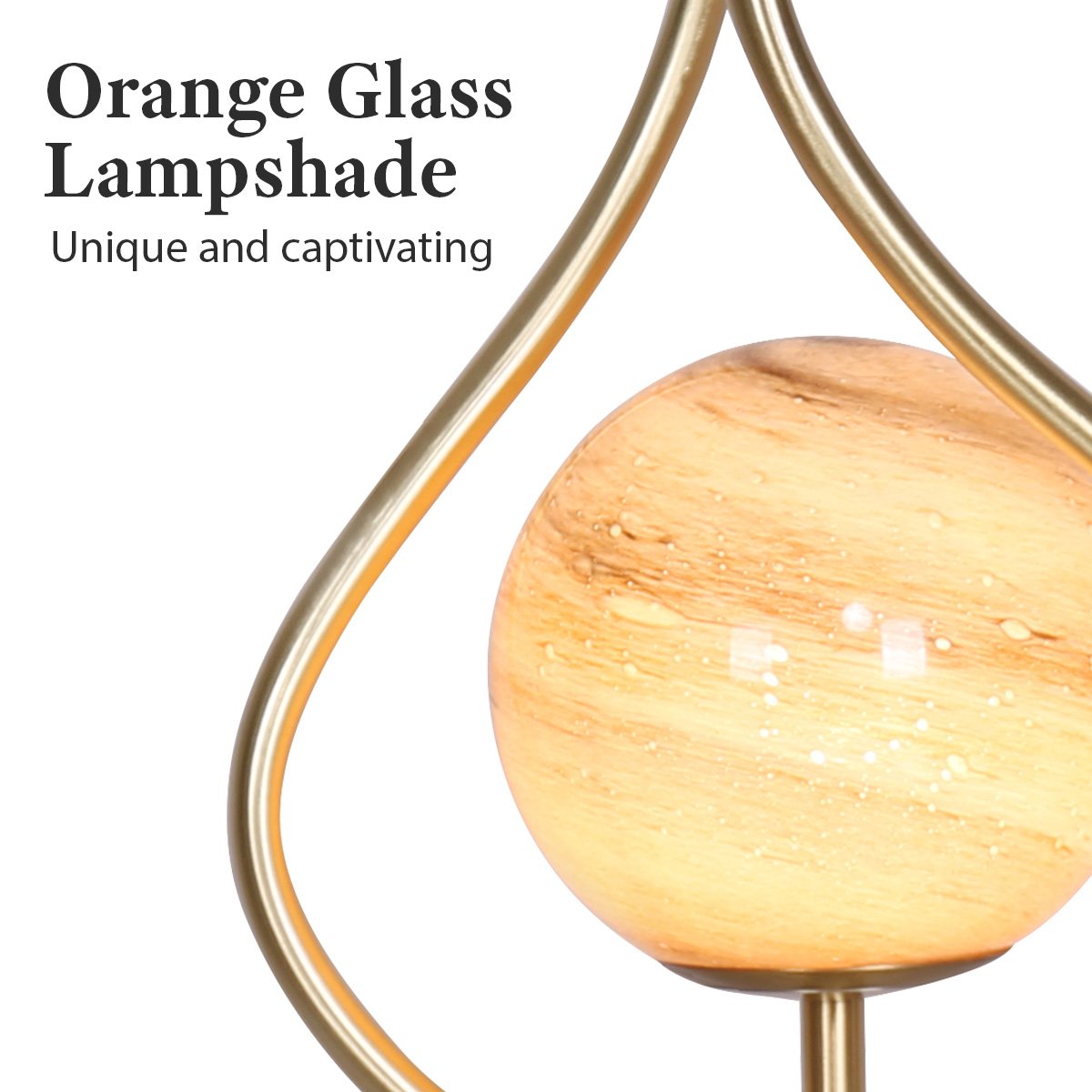 Sarantino Sculptural Orange Glass Table Lamp With White Marble Base V240-LMP-MLM-6925