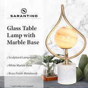 Sarantino Sculptural Orange Glass Table Lamp With White Marble Base V240-LMP-MLM-6925