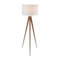 Sarantino Metal Tripod Floor Spot Lamp Shade Drum in Wooden Finish V240-LMP-MLM-731