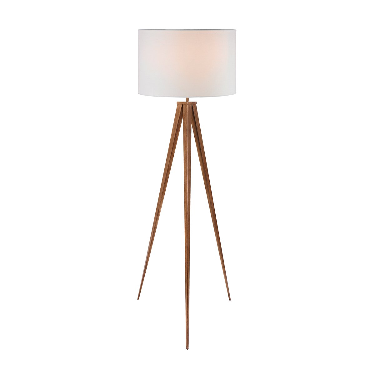 Sarantino Metal Tripod Floor Spot Lamp Shade Drum in Wooden Finish V240-LMP-MLM-731