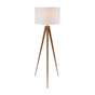 Sarantino Metal Tripod Floor Spot Lamp Shade Drum in Wooden Finish V240-LMP-MLM-731