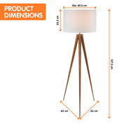 Sarantino Metal Tripod Floor Spot Lamp Shade Drum in Wooden Finish V240-LMP-MLM-731