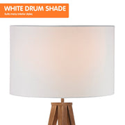 Sarantino Metal Tripod Floor Spot Lamp Shade Drum in Wooden Finish V240-LMP-MLM-731