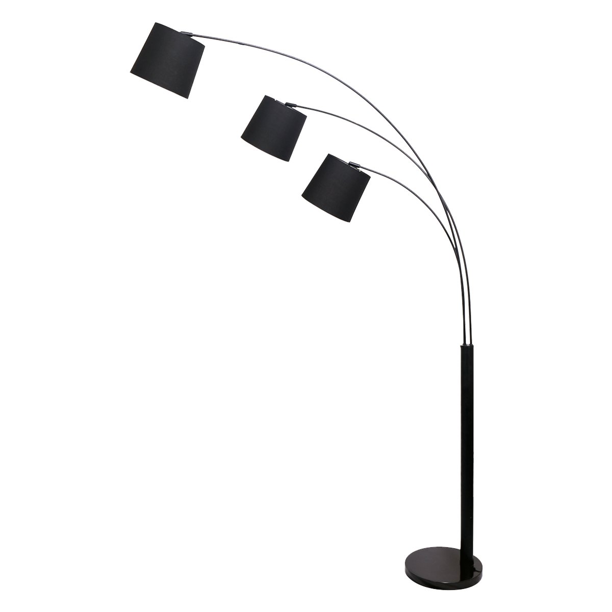 Sarantino 3-Light Arc Floor Lamp Adjustable Black 3 Shades V240-LMP-MLM-738