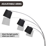 Sarantino 3-Light Arc Floor Lamp Adjustable Black 3 Shades V240-LMP-MLM-738