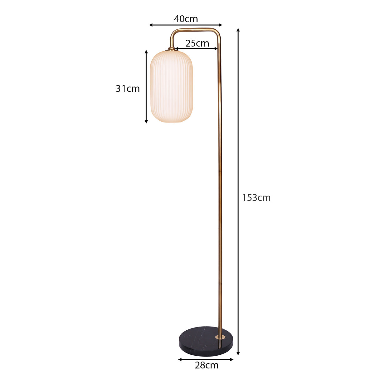 Sarantino Metal Floor Lamp With Opal Glass Shade V240-LMP-MLM-9052