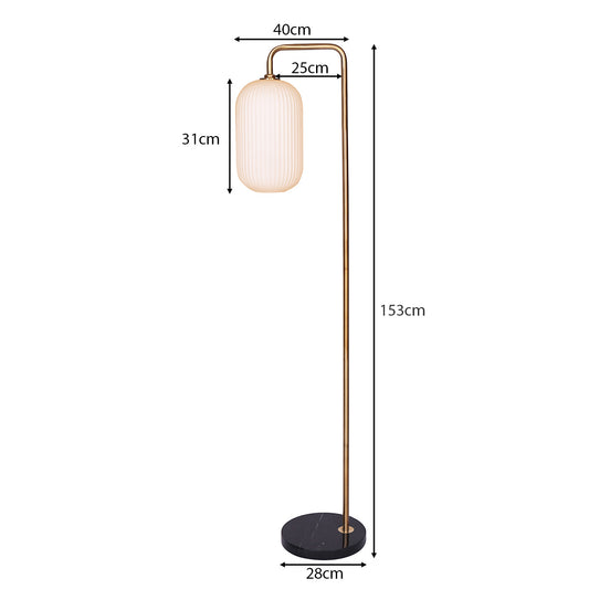Sarantino Metal Floor Lamp With Opal Glass Shade V240-LMP-MLM-9052